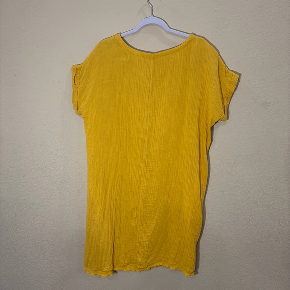 Eileen Fisher Organic Cotton Gauze Shift Dress Marigold Yellow Sz M Boho Cottage - Picture 7 of 12